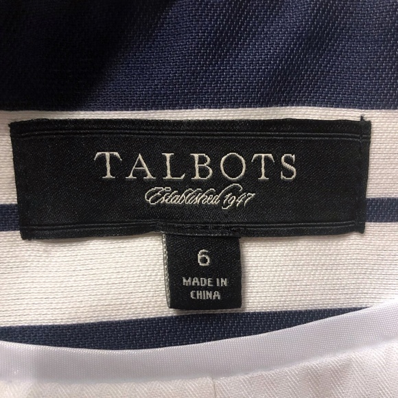 Talbots Navy & White Striped Blazer Jacket, Double Breasted, Lined, Cotton - Picture 4 of 4
